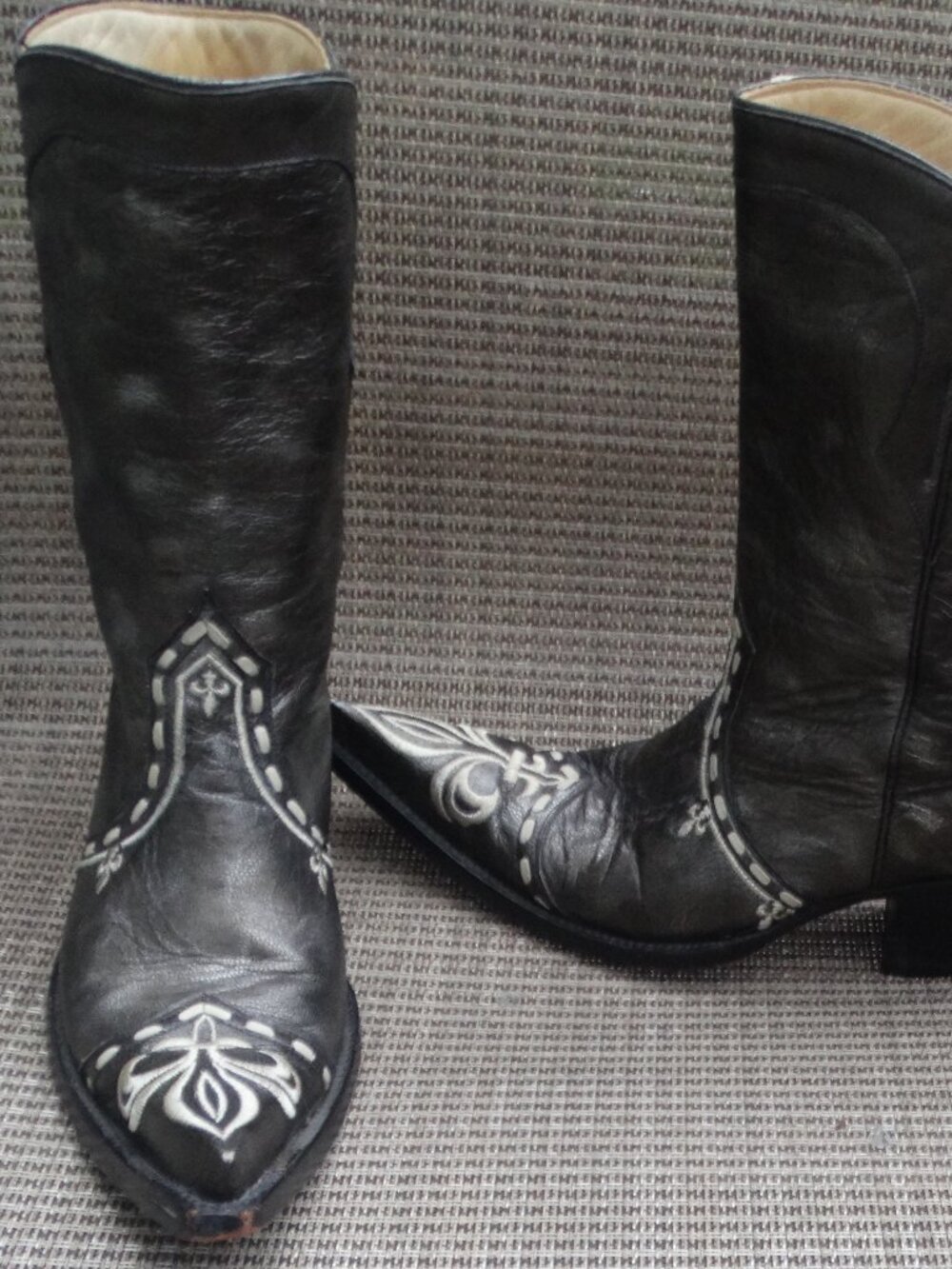 Italian Cowboy Women's 7B Western Cowgirl Boots Fleur-De-Lis pointed Toe Bronze